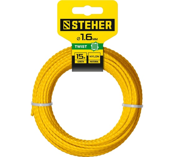 Изображение товара Леска для триммера STEHER Витой квадрат 1.6 мм, 15 м 75020-1.6