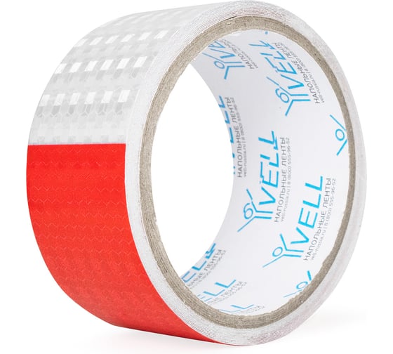 Изображение товара Светоотражающая лента Vell бело-красная RT, в полоску, 50 мм х 5 м 1376513
