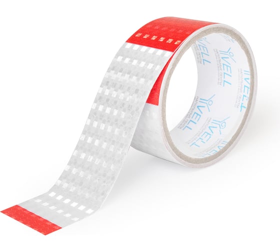 Изображение товара Светоотражающая лента Vell бело-красная RT, в полоску, 50 мм х 3 м 1376512