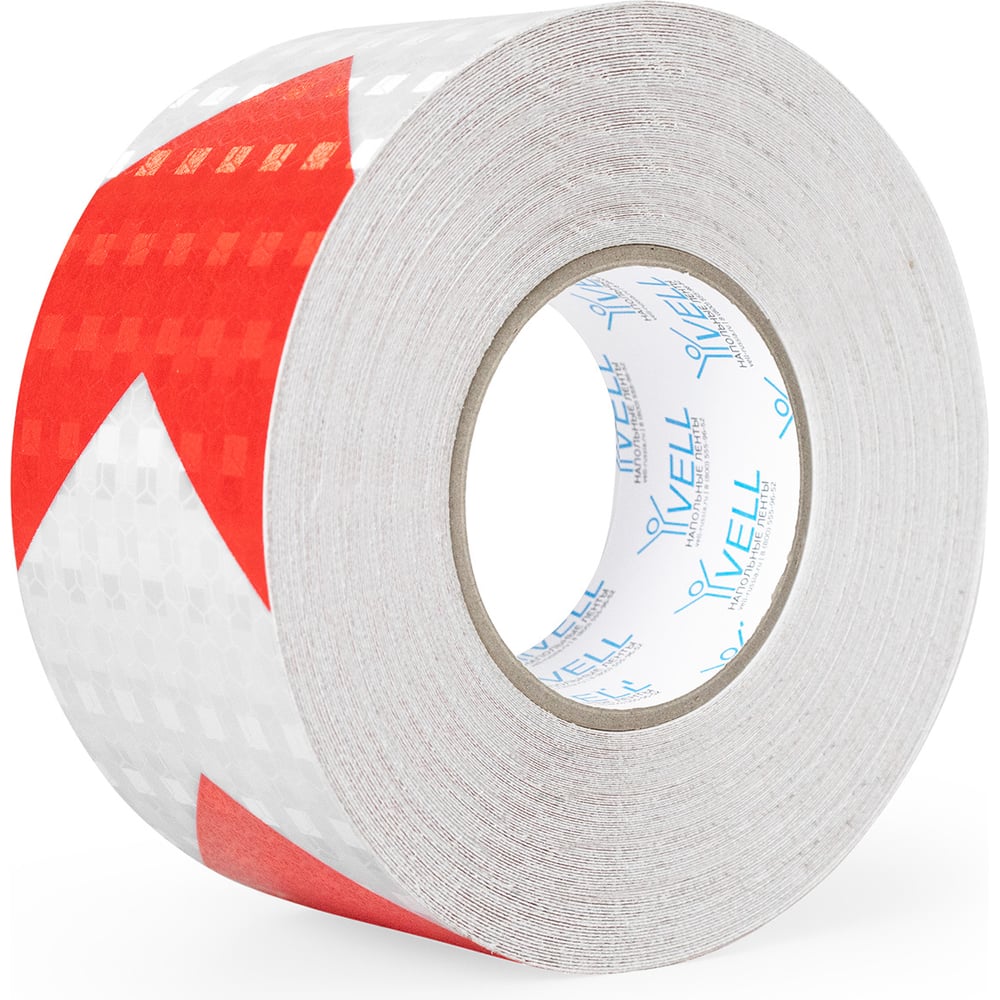 Изображение товара Светоотражающая лента Vell бело-красная RT 50 мм 30 м для безопасности
