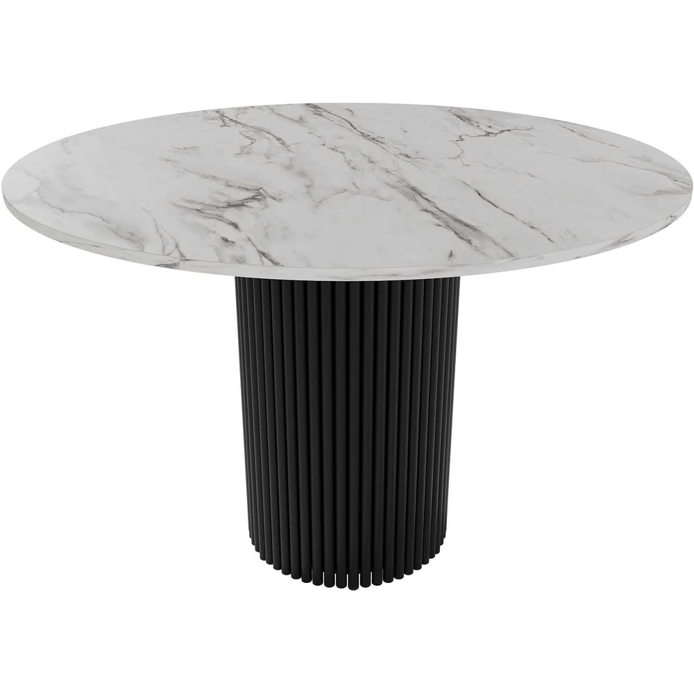 Изображение товара Круглый обеденный стол GENGLASS с металлическим подстольем и белым мрамором 110 см