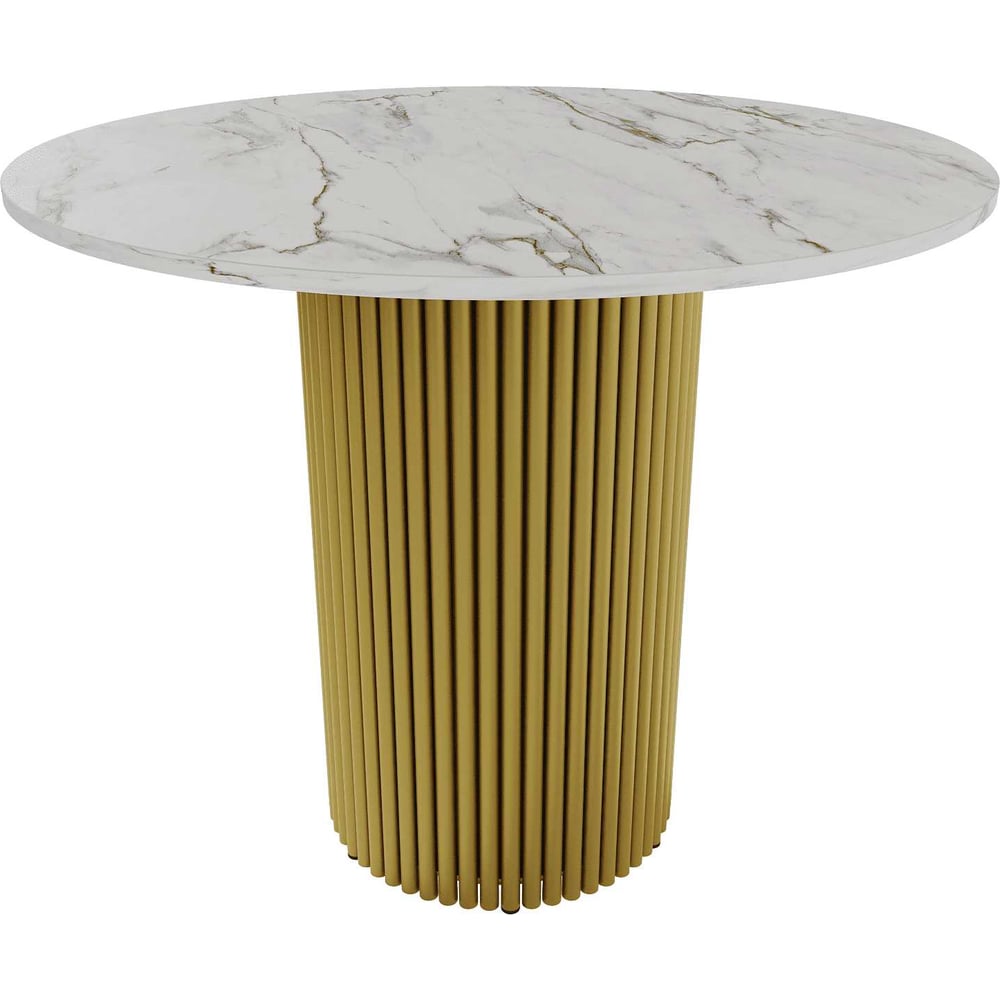 Изображение товара Круглый обеденный стол GENGLASS 120 см с золотым основанием и мраморной столешницей