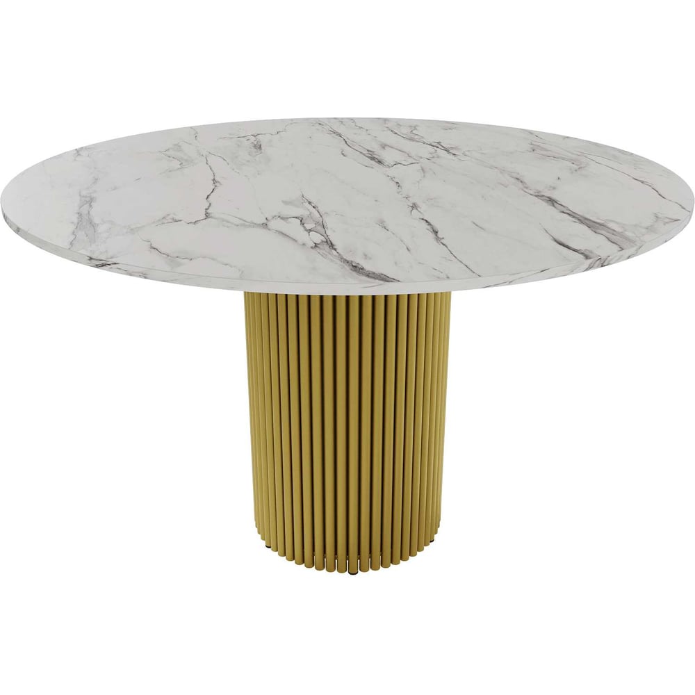 Изображение товара Круглый обеденный стол GENGLASS 120 см с золотым основанием и мраморной столешницей