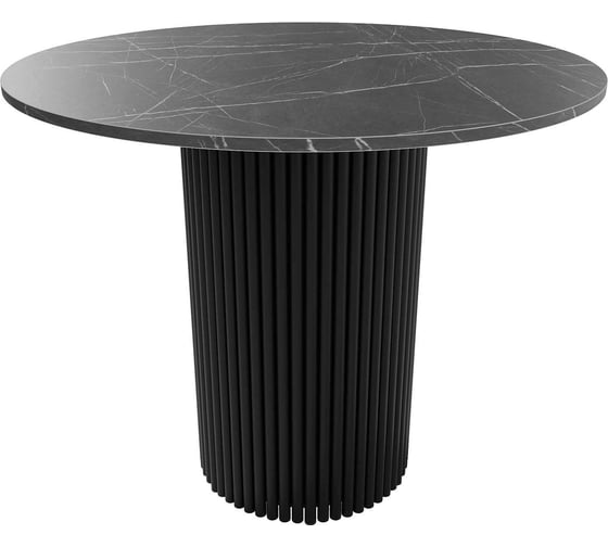 Изображение товара Стол круглый обеденный GENGLASS с металлическим подстольем 400х400 мм, TRUBIS Wood, черное подстолье, столешница черный мрамор 80 см GGT-03-2-4-L-80