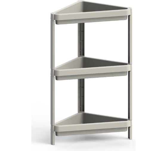 Изображение товара Этажерка 3-х секционная угловая ПОЛИМЕРБЫТ Kleo 442x330x700мм, бежевый 439330800