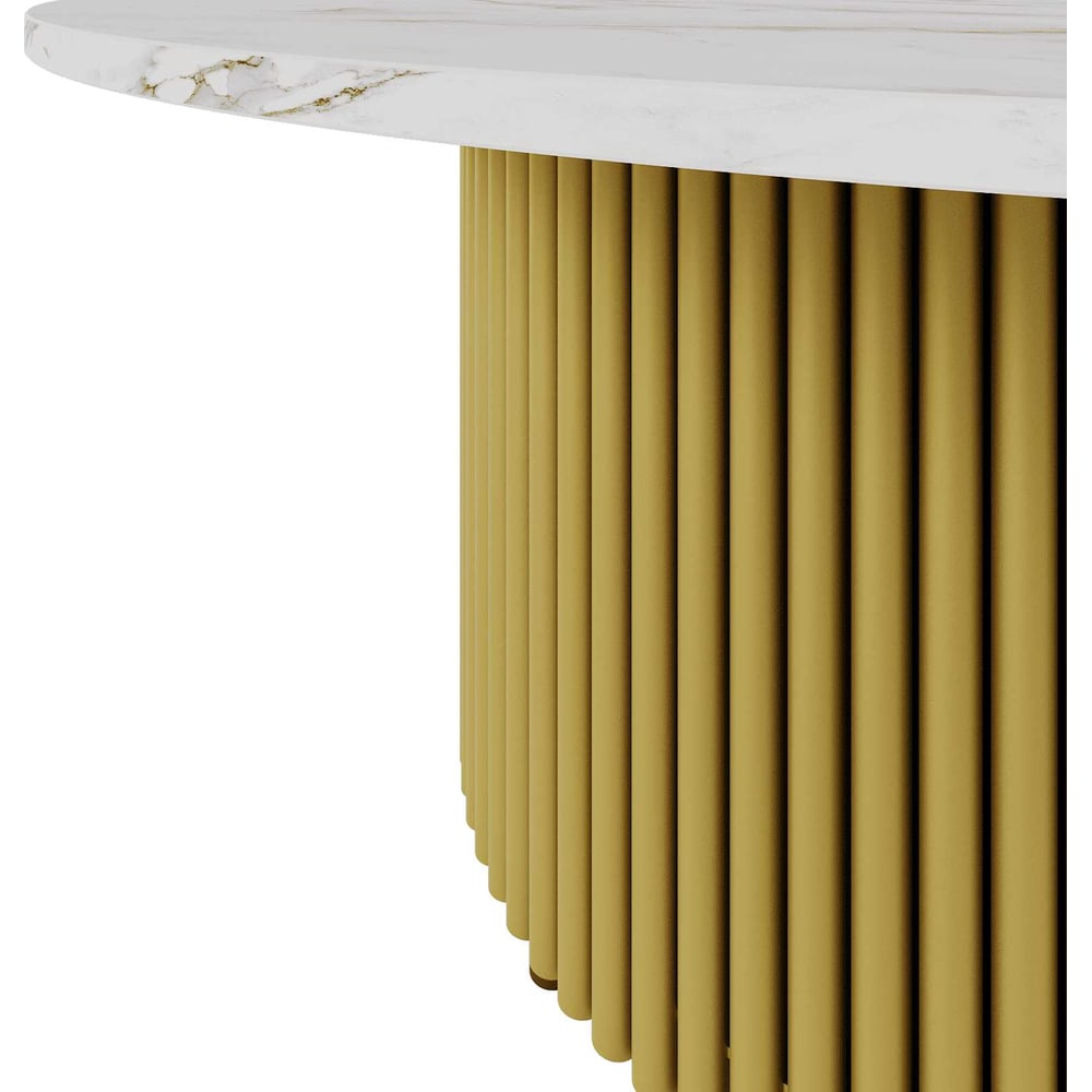 Изображение товара Круглый обеденный стол GENGLASS с металлическим подстольем и мраморной столешницей 120 см