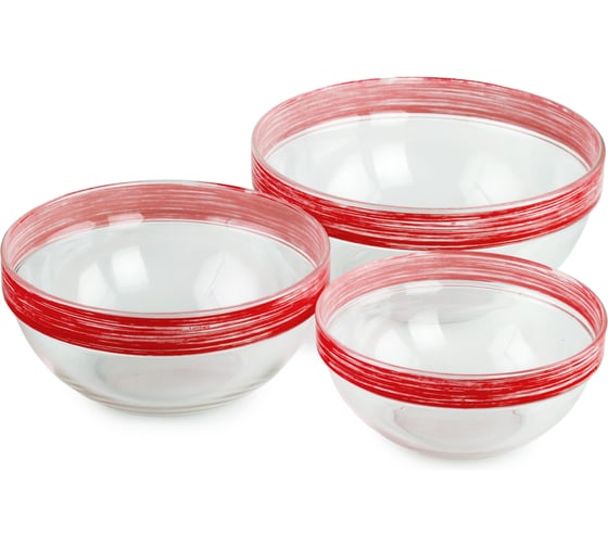 Изображение товара Набор салатников LUMINARC ЭМПИЛАБЛЬ БРАШМАНИЯ РЕД 3 шт (17 см+20 см+23 см) P801-RED