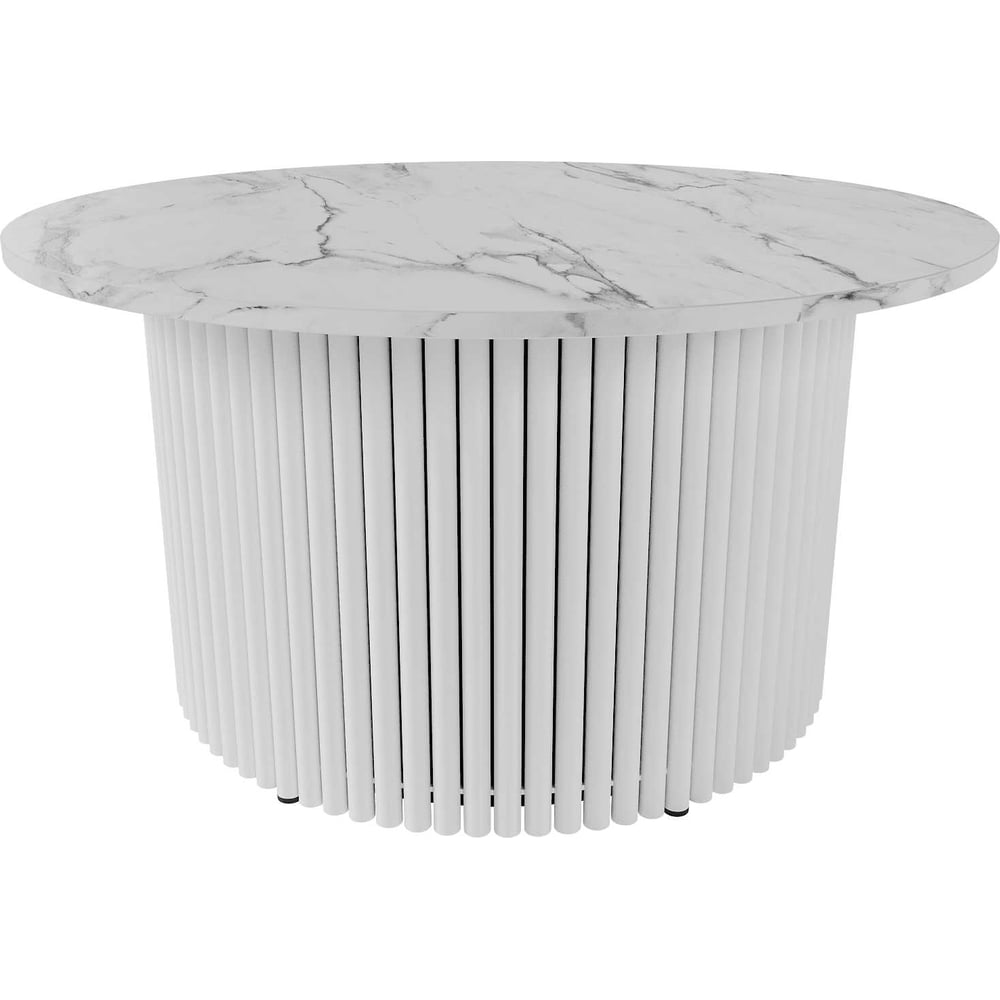 Изображение товара Круглый обеденный стол GENGLASS с мраморной столешницей и металлическим подстольем 80 см