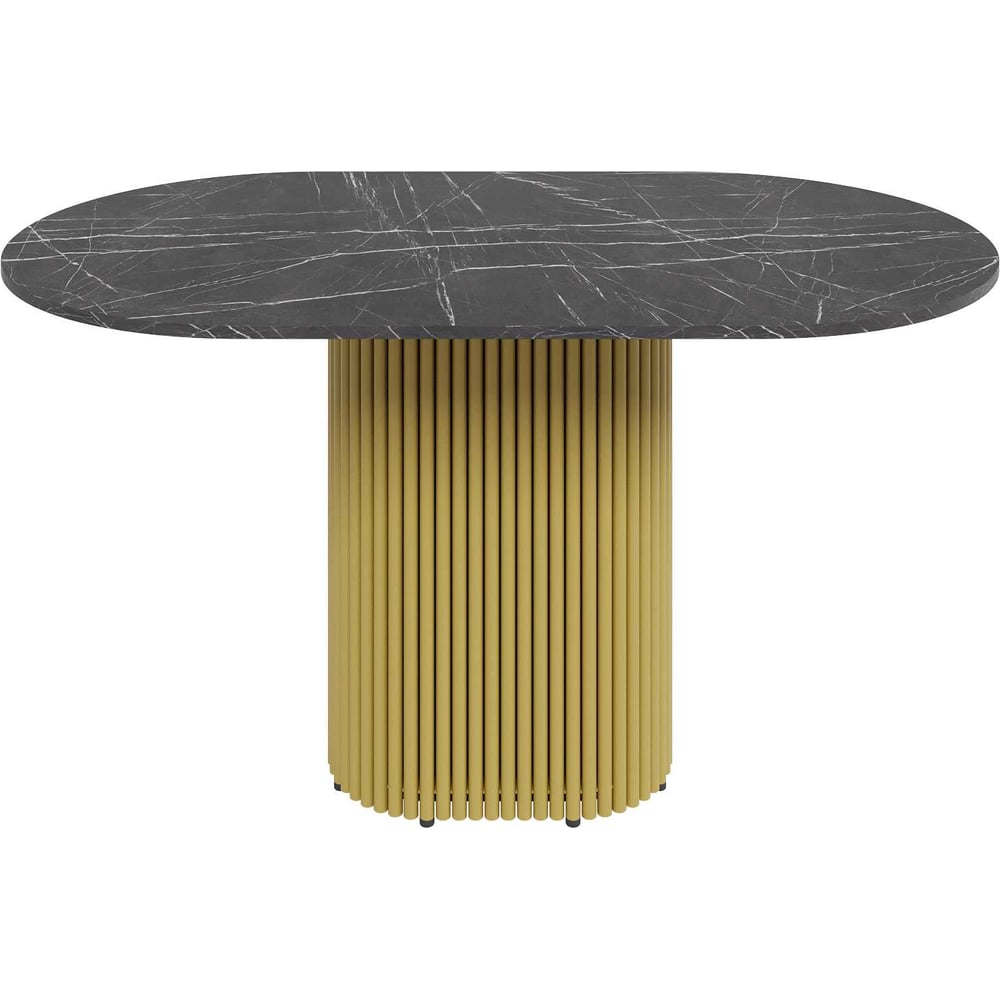Изображение товара Обеденный овальный стол GENGLASS с мраморной столешницей и золотым подстольем