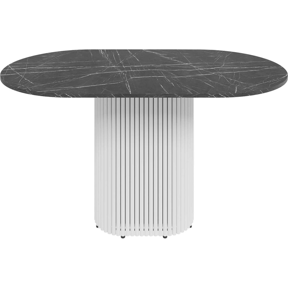 Изображение товара Обеденный овальный стол GENGLASS с мраморной столешницей и металлическим подстольем 1400х800 мм