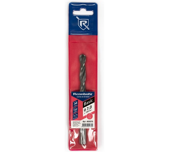 Изображение товара Сверло по металлу Rennbohr BASIC 7.0x109 мм, HSS-R, 1 шт/уп 460070