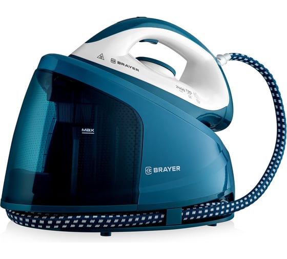 Изображение товара Паровая станция BRAYER 4156BR 2400 Вт, керамическая подошва, антикапля, давление 6 бар, 1,2 л, вертикальное отпаривание BR4156