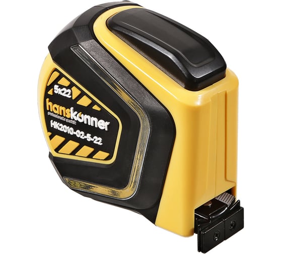 Изображение товара Рулетка 5x22 Hanskonner  автостоп, противоударный обрезинный корпус, супермощный магнит  HK2010-02-5-22