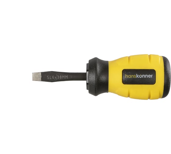 Изображение товара Шлицевая отвертка Hanskonner 6x38 алмазный наконечник, твердость 59 HRC, S2, HK1040-16-SL6-38