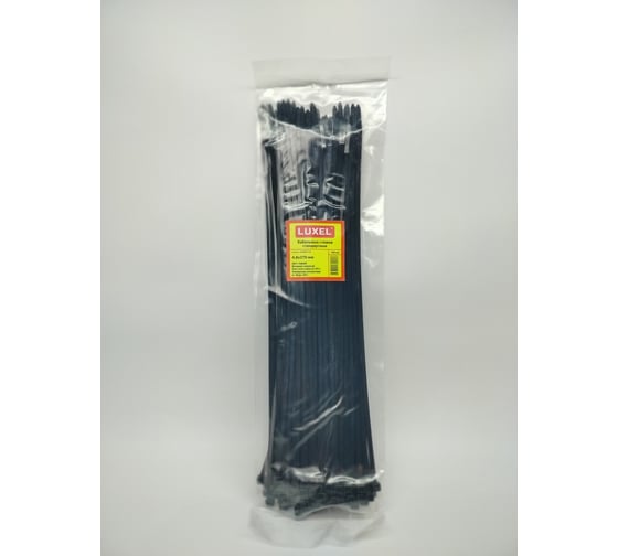 Изображение товара Кабельные стяжки стандартные LUXEL черного цвета, 4.8x370мм, полиамид 6.6, упаковка 100 шт. LX-20027-S.B