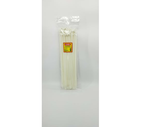 Изображение товара Стяжки с металлической вставкой зубом в головке LUXEL MET, белого цвета 9.4x370, упаковка 100 шт. LX20173-MET.W