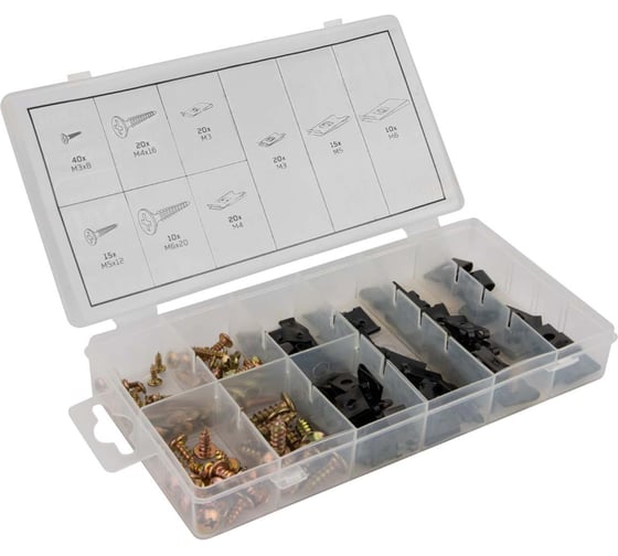 Изображение товара Набор саморезов и металлических скоб Optimus 170 предметов OPT-214065