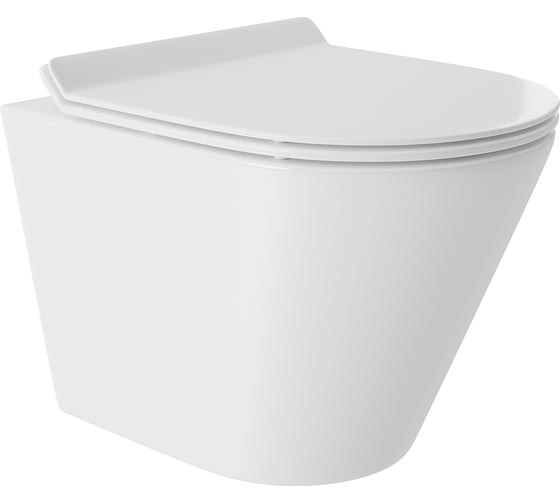 Изображение товара Подвесной унитаз AQUEDUTO AQD ESPIRAL 480х360 безободковый, Tornado, сиденье с микролифтом, белый глянцевый CONT0110