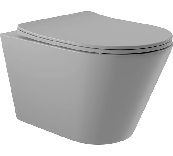 Изображение товара Подвесной унитаз AQUEDUTO AQD ESPIRAL 525х360 безободковый, сиденье с микролифтом, серый матовый CON0130