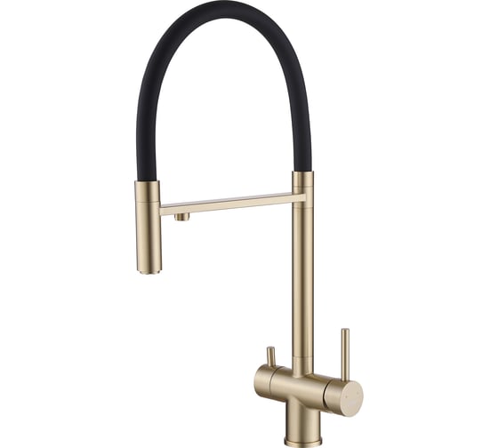 Изображение товара Смеситель для кухни ABBER Wasser Kreis с подключением фильтра и выдвижной лейкой, золото матовое AF81141G