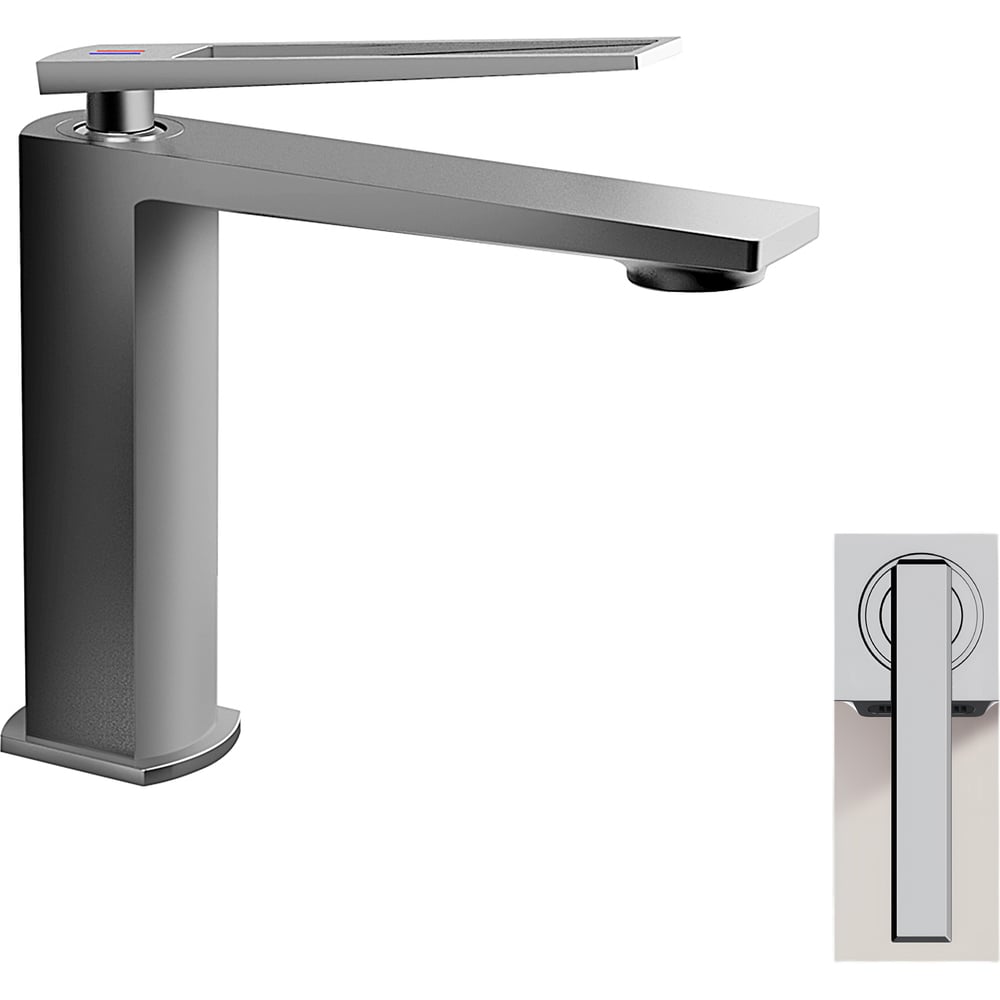 Изображение товара Современный однорычажный смеситель для раковины Milleau Elegant gun metal