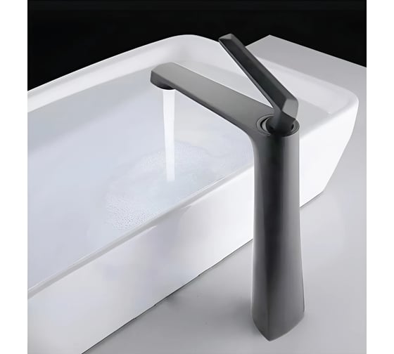 Изображение товара Смеситель для раковины на столешницу Milleau Cristal (gun metal) MLV6223LH-GM