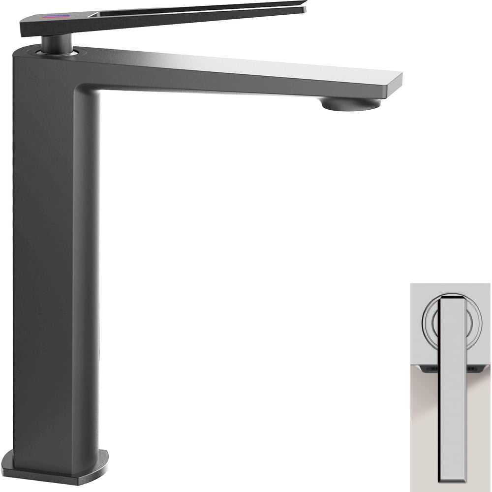 Изображение товара Смеситель для раковины Milleau Elegant gun metal однорычажный, современный дизайн