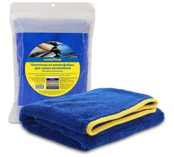 Изображение товара Полотенце из микрофибры для сушки автомобиля Goodyear 50x60см (600 г/м2) GY000003