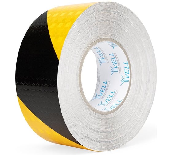 Изображение товара Светоотражающая лента Vell желто-черная RT, диагональная, 50 мм х 30 м 1376507