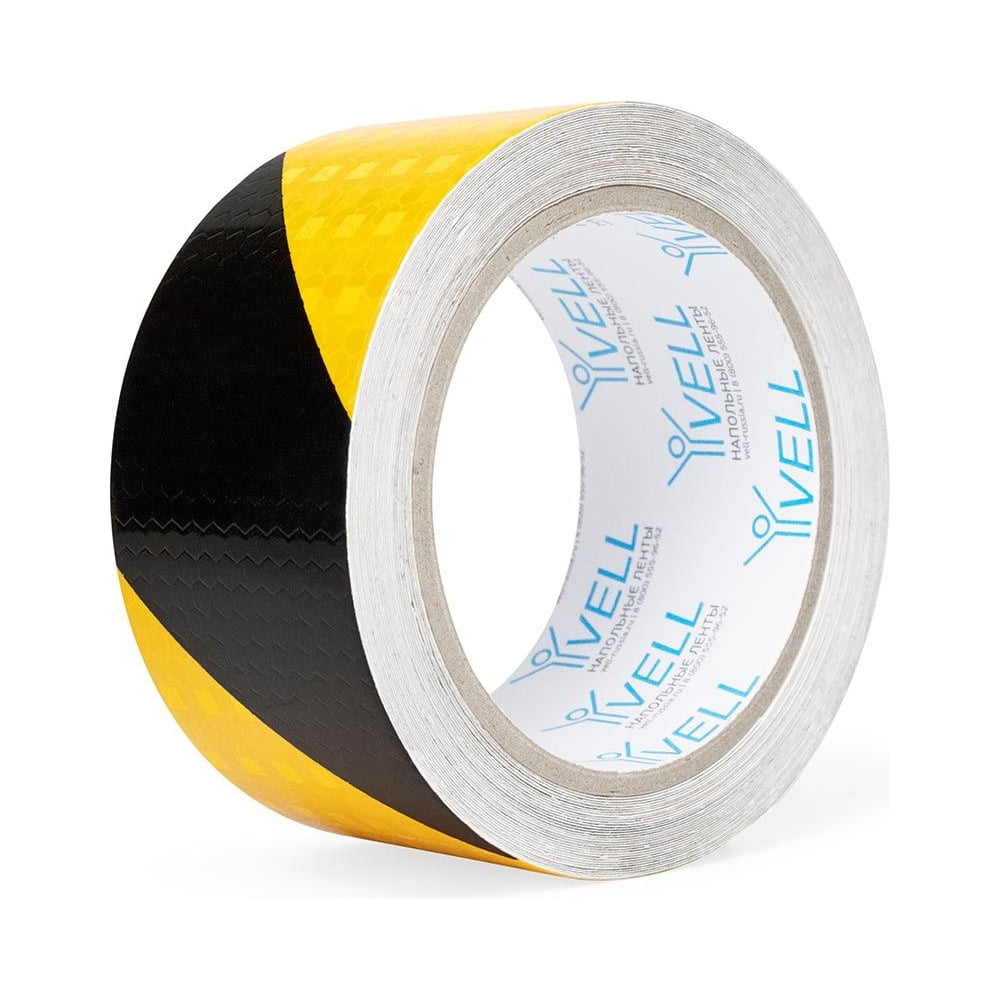 Изображение товара Светоотражающая лента Vell желто-черная RT диагональная 50 мм 10 м