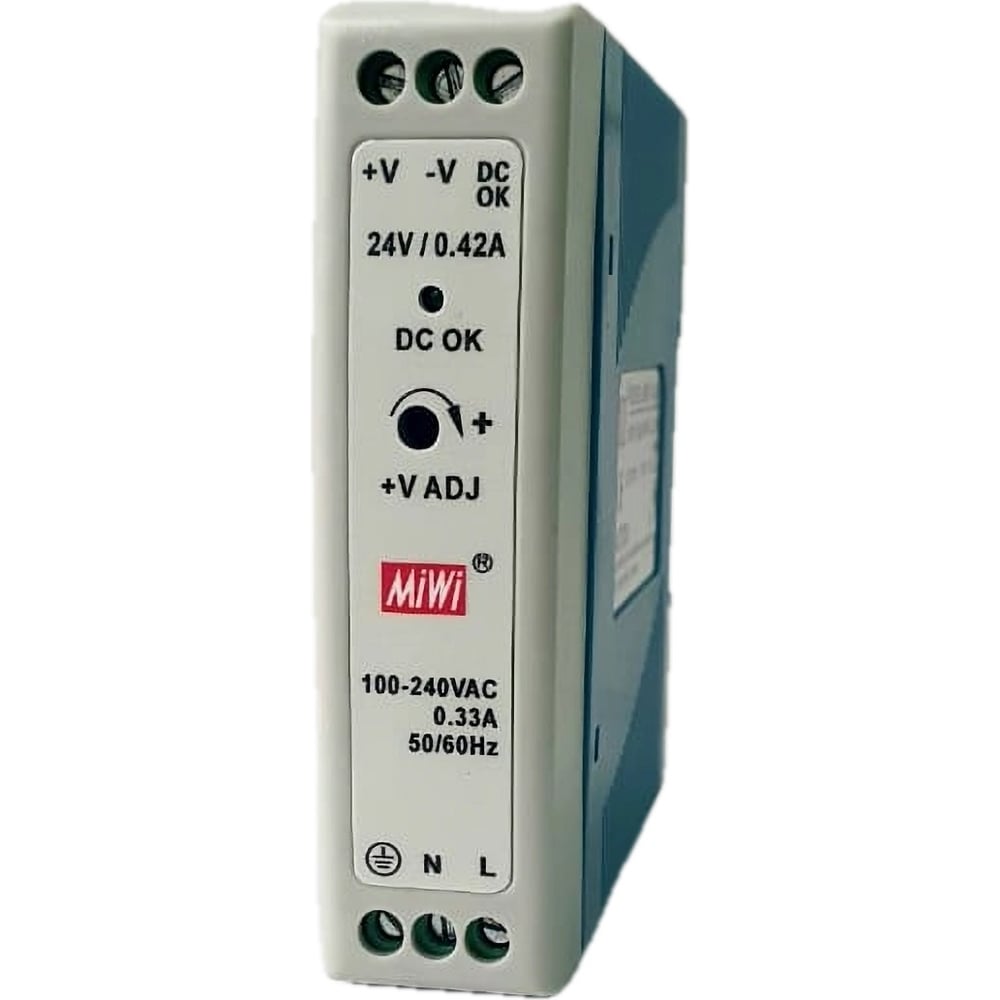 Изображение товара Блок питания MIWI на DIN-рейку MDR-10-24, 10Вт, 24В