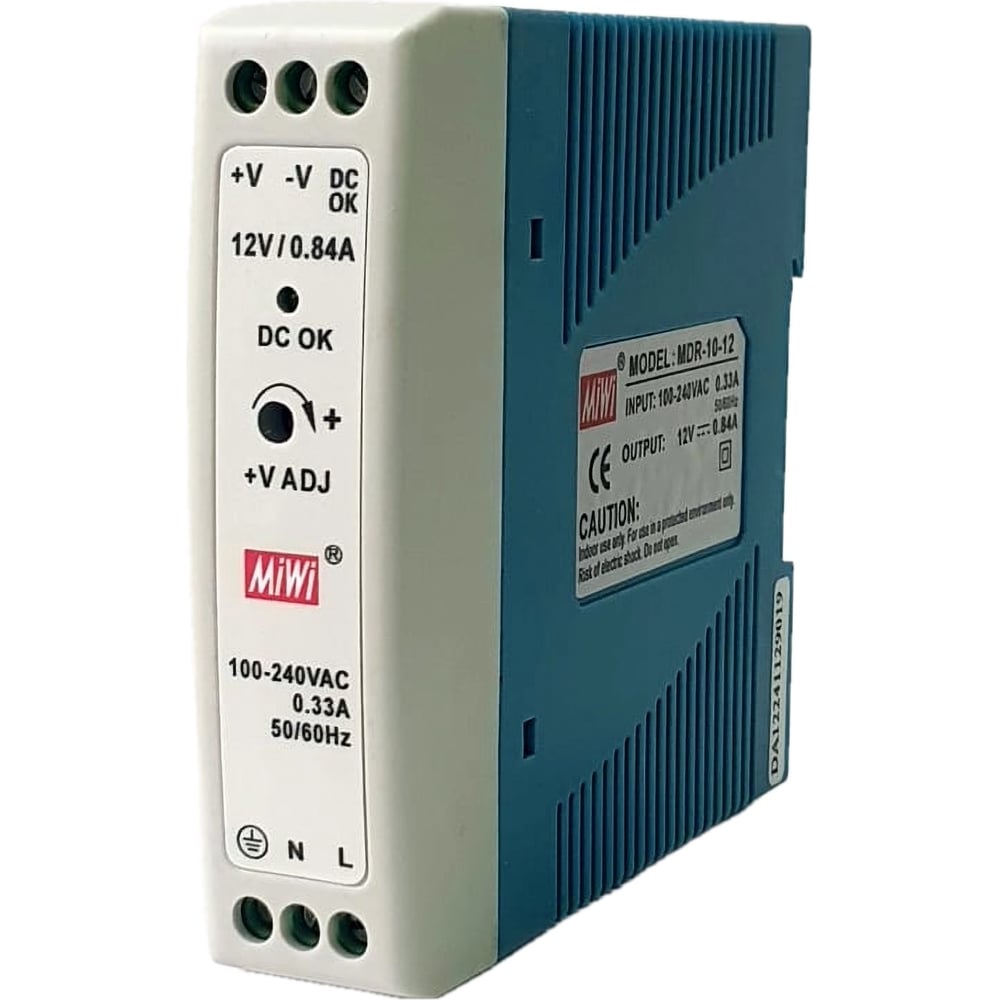 Изображение товара Блок питания MIWI MDR-10-12 на DIN-рейку 12 В 10 Вт с защитами