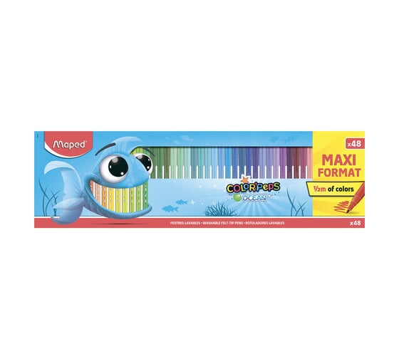 Изображение товара Фломастеры ОФИСМАГ MAPED COLOR'PEPS Ocean, 48 цветов, смываемые, вентилируемый колпачок 845727 152561
