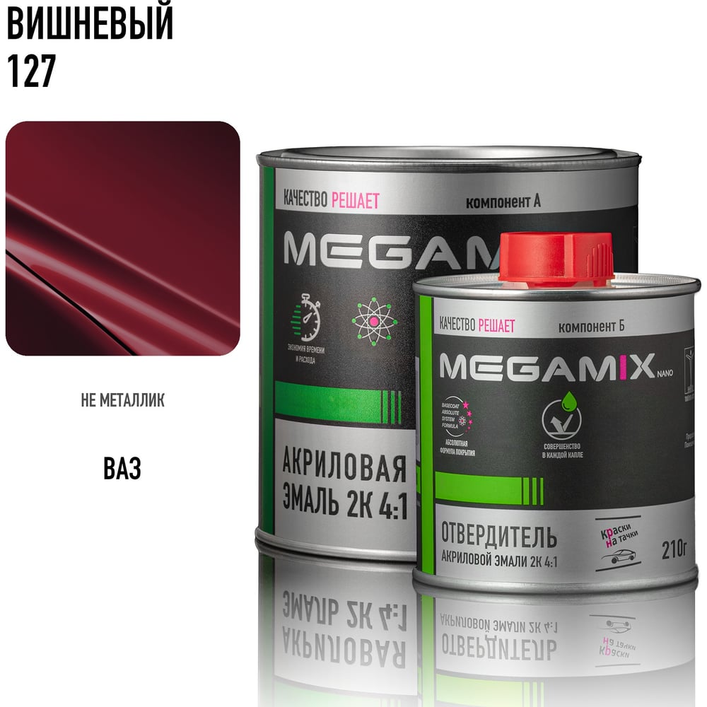 Изображение товара Эмаль акриловая Megamix 2К Вишневый 127 для кузовного ремонта автомобиля