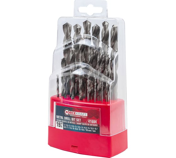 Изображение товара Сверла по металлу Forcekraft набор 19 предметов, 1-10мм FK-41604(61587)