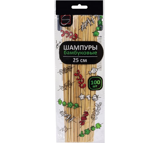 Изображение товара Бамбуковые шпажки-шампуры для шашлыка ОФИСМАГ 25 см, 100 штук, КП 107949 700661