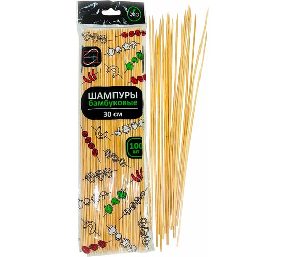 Изображение товара Шпажки-шампуры для шашлыка ОФИСМАГ бамбуковые 30 см, 100 штук, КП 117225 700662