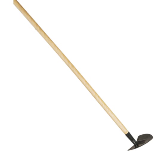 Изображение товара Мотыга остроугольная ООО Агростройлидер 140мм с деревянным черенком 1500мм в сборе САД-10.04.22