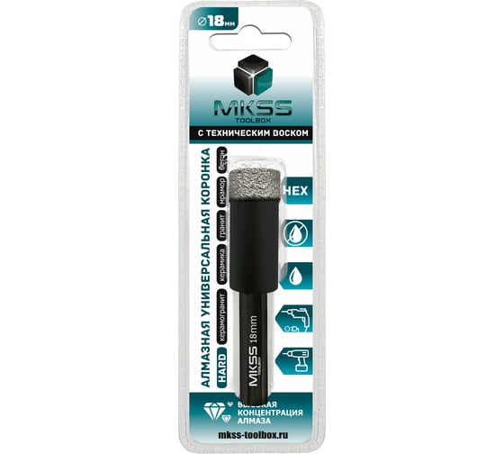 Изображение товара Коронка алмазная универсальная MKSS Toolbox KS2804 HARD W 18мм HEX MKSS KS28040018
