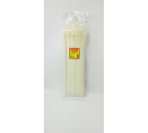 Изображение товара Кабельные стяжки стандартные LUXEL натурального цвета, 7.6x370 мм, полиамид 6.6, 100 шт. LX-20045-S.W