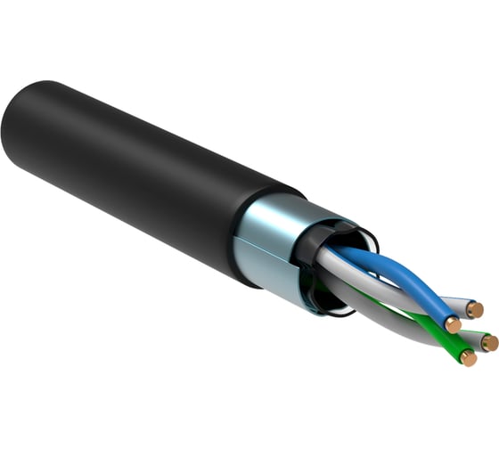 Изображение товара Витая пара ITK F/UTP кат.5E 2х2х24AWG solid LDPE, черный, 500м LC3-C5E02-339