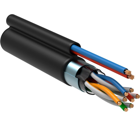 Изображение товара Витая пара ITK F/UTP кат.5Е 4х2х24AWG solid LDPE + кабель питания 2x0,75мм2, 305м, черный LC3-C5E04-379