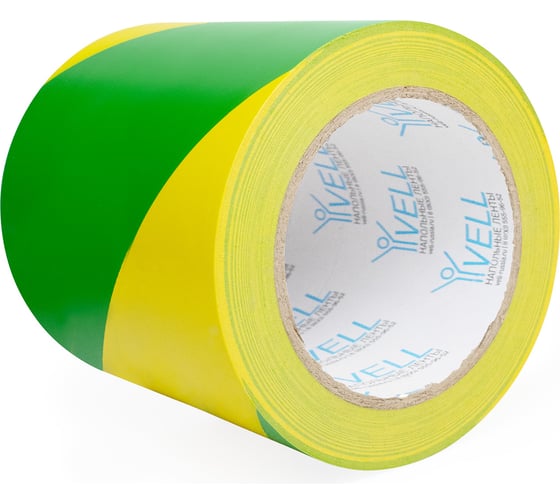 Изображение товара Лента для разметки самоклеящаяся Vell длина 33 м, ширина 100 мм, желто-зеленая, 0,15 мм, ПВХ 1376546