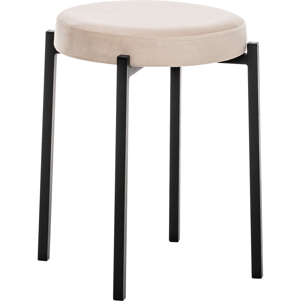Изображение товара Табурет Leset Авис профиль, металл черный, велюр ULTRA SAND Песок 3001-1240