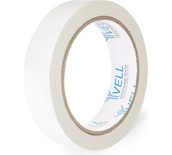 Изображение товара Двухсторонняя клейкая лента на тканевой основе Vell белая, 24 мм х 20 м 1376535