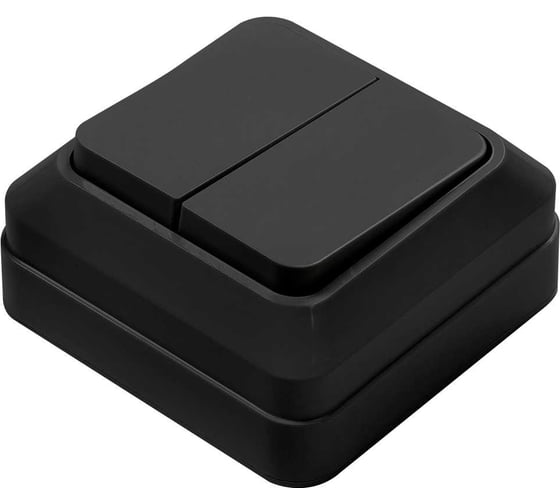 Изображение товара Выключатель двухклавишный IN HOME BOLLETO черный накладной 7023B 4690612061023