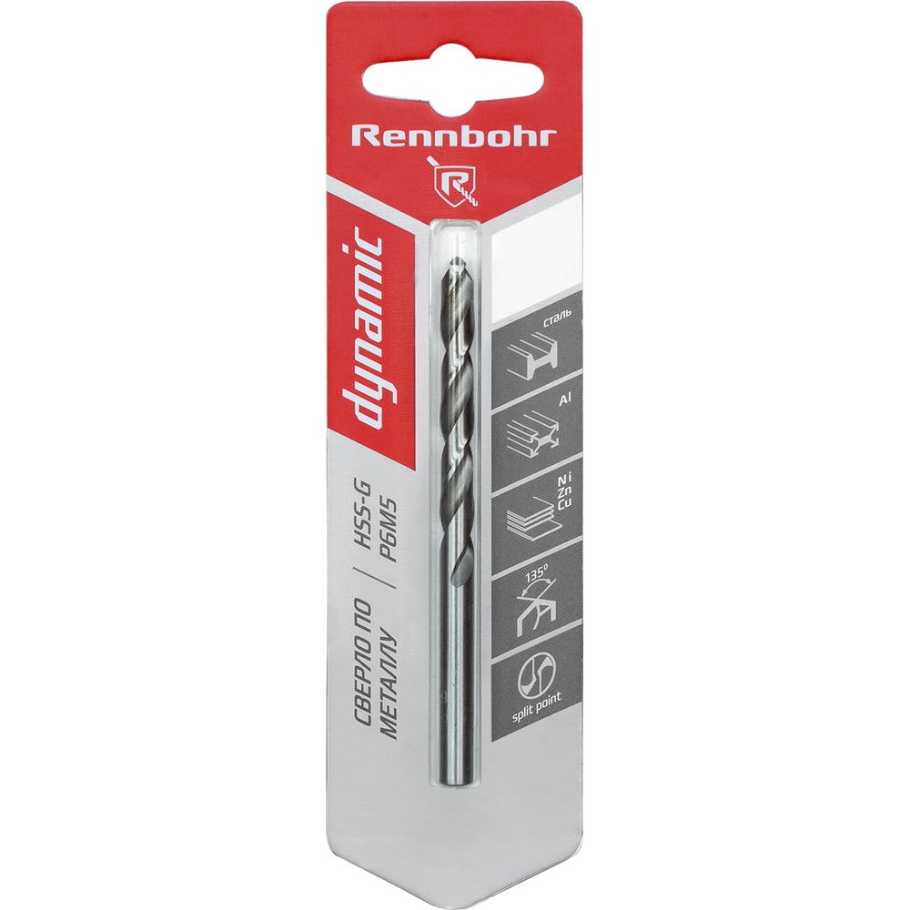 Изображение товара Сверло по металлу RENNBOHR DYNAMIC CARD 8.5x117 мм, HSS-G, P6M5, 1шт/уп 675085