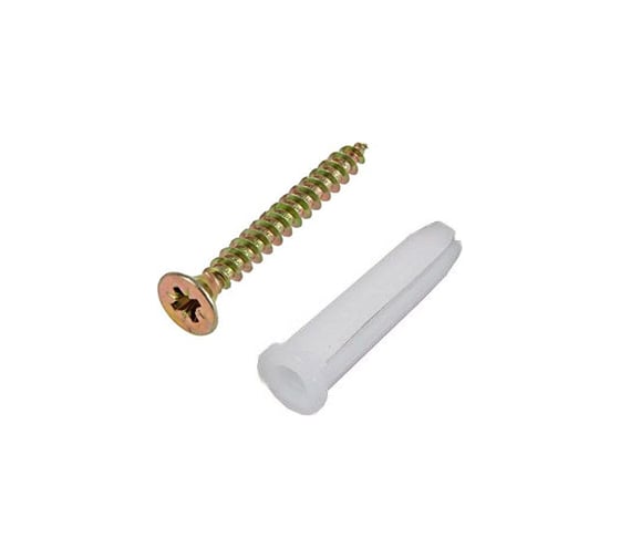 Изображение товара Набор для крепления ВИРТУОЗ дюбель 8x35, шуруп 5x40 потайная головка, желтый цинк, 100 шт. 550-00576