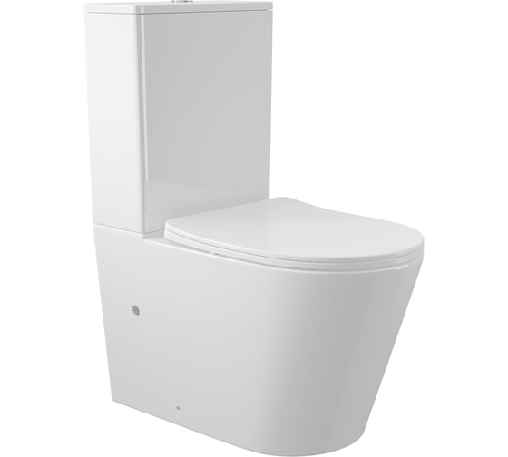 Изображение товара Напольный унитаз AQUEDUTO AQD CONE 630х385 безободковый с бачком, сиденье с микролифтом, белый глянцевый AQDSCON10