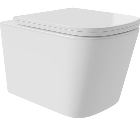 Изображение товара Подвесной унитаз AQUEDUTO AQD MACIO Plus 525х345 безободковый, Tornado, сиденье с микролифтом, белый глянцевый MACT0210